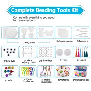 30,000 pcs Fuse Beads Kit 30 Colors 5MM for Kids, Including 10 Ironing Papers,48 Patterns, 7 Clear Pegboards, Tweezers, Perler Beads Compatible Kit