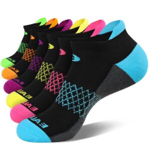 eallco womens ankle socks 6 pairs running athletic cushioned sole socks with tab