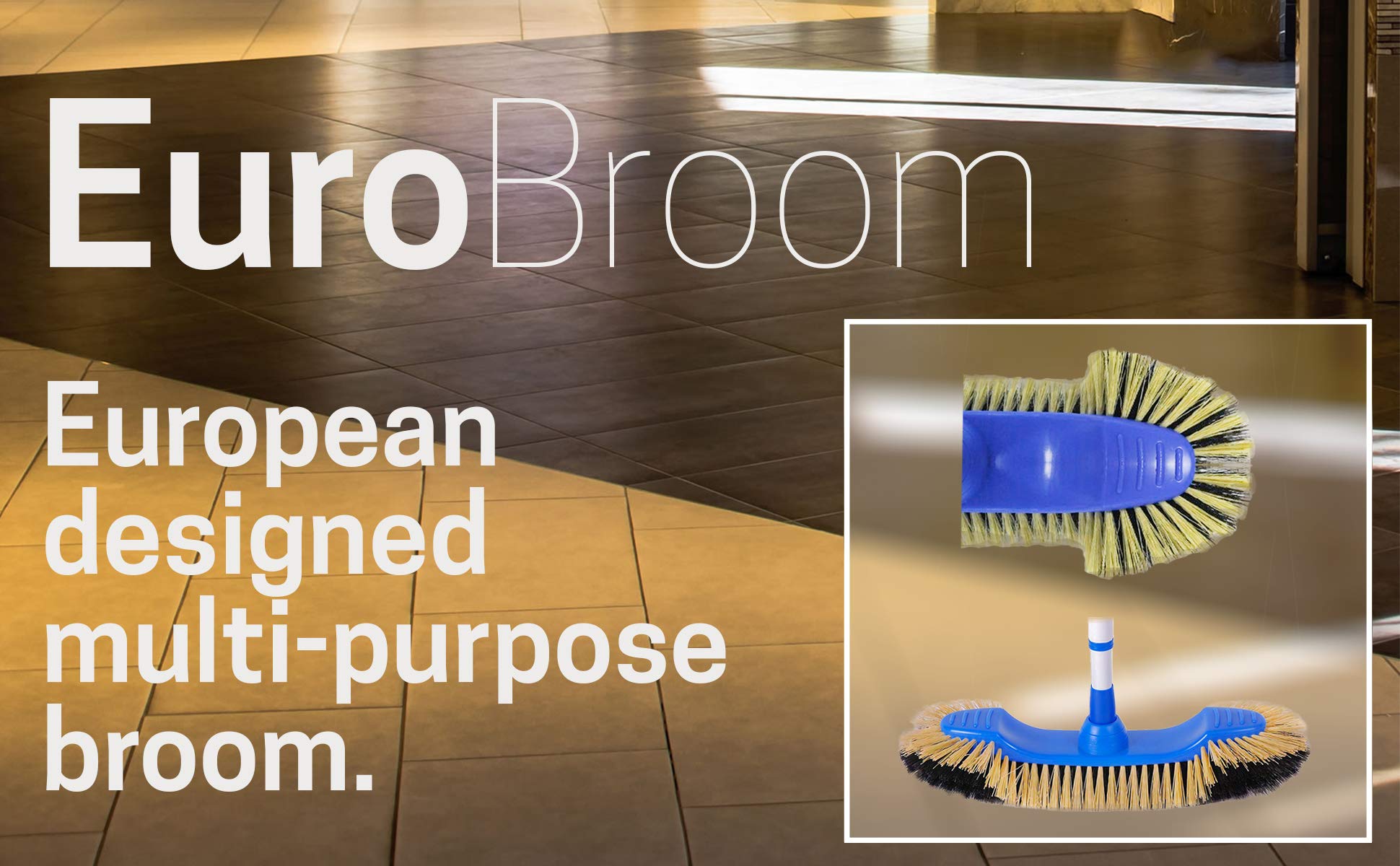 Euro Café Broom - European-Style Sweeper for Hardwood Floors, Linoleum and Vinyl, Ideal for Home, Kitchen, and Office