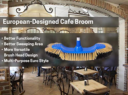 Euro Café Broom - European-Style Sweeper for Hardwood Floors, Linoleum and Vinyl, Ideal for Home, Kitchen, and Office