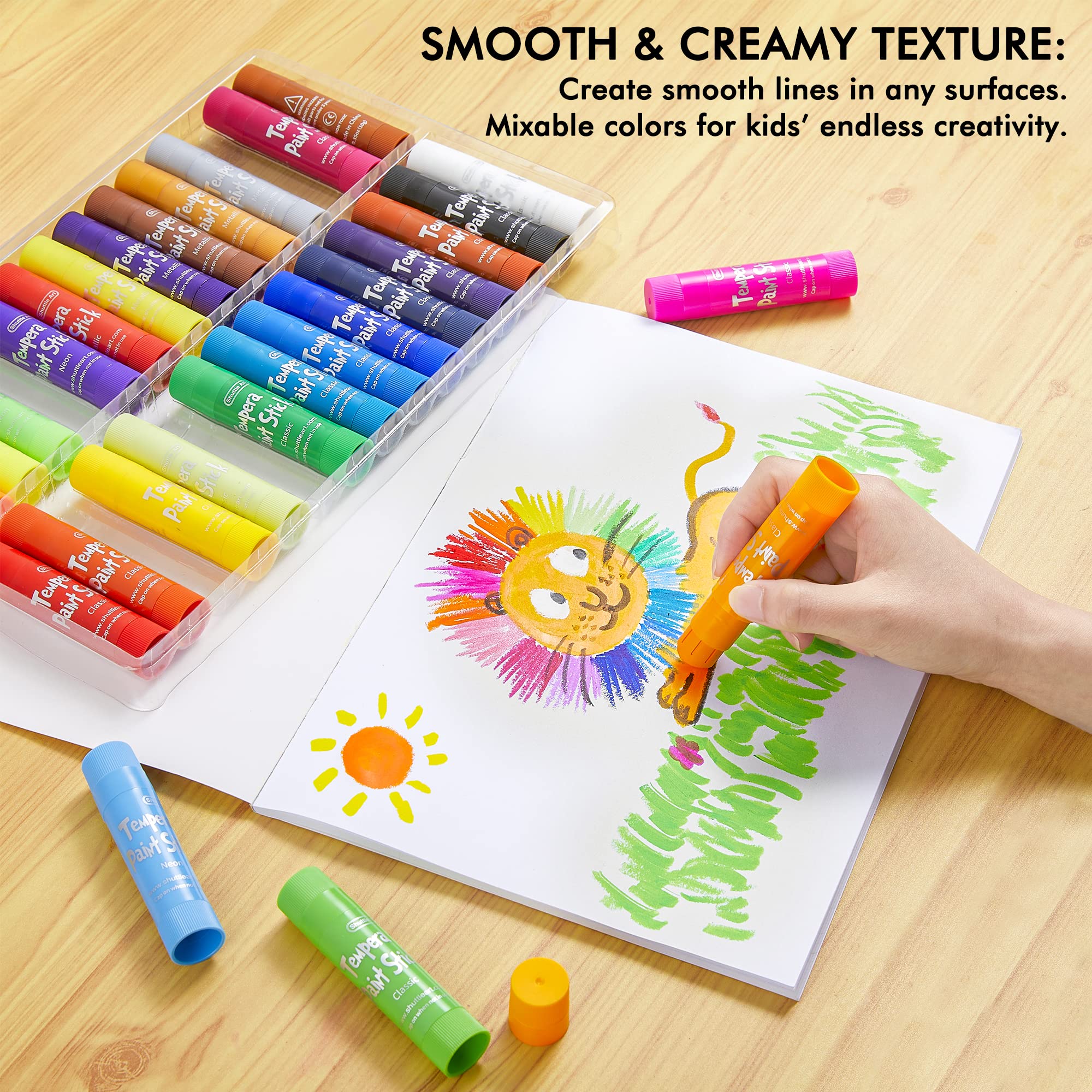 Tempera Paint Sticks, 30 Colors Solid Tempera Paint for Kids, Super Quick-drying, Washable Paint, Works Great on Paper Wood Glass Ceramic Canvas