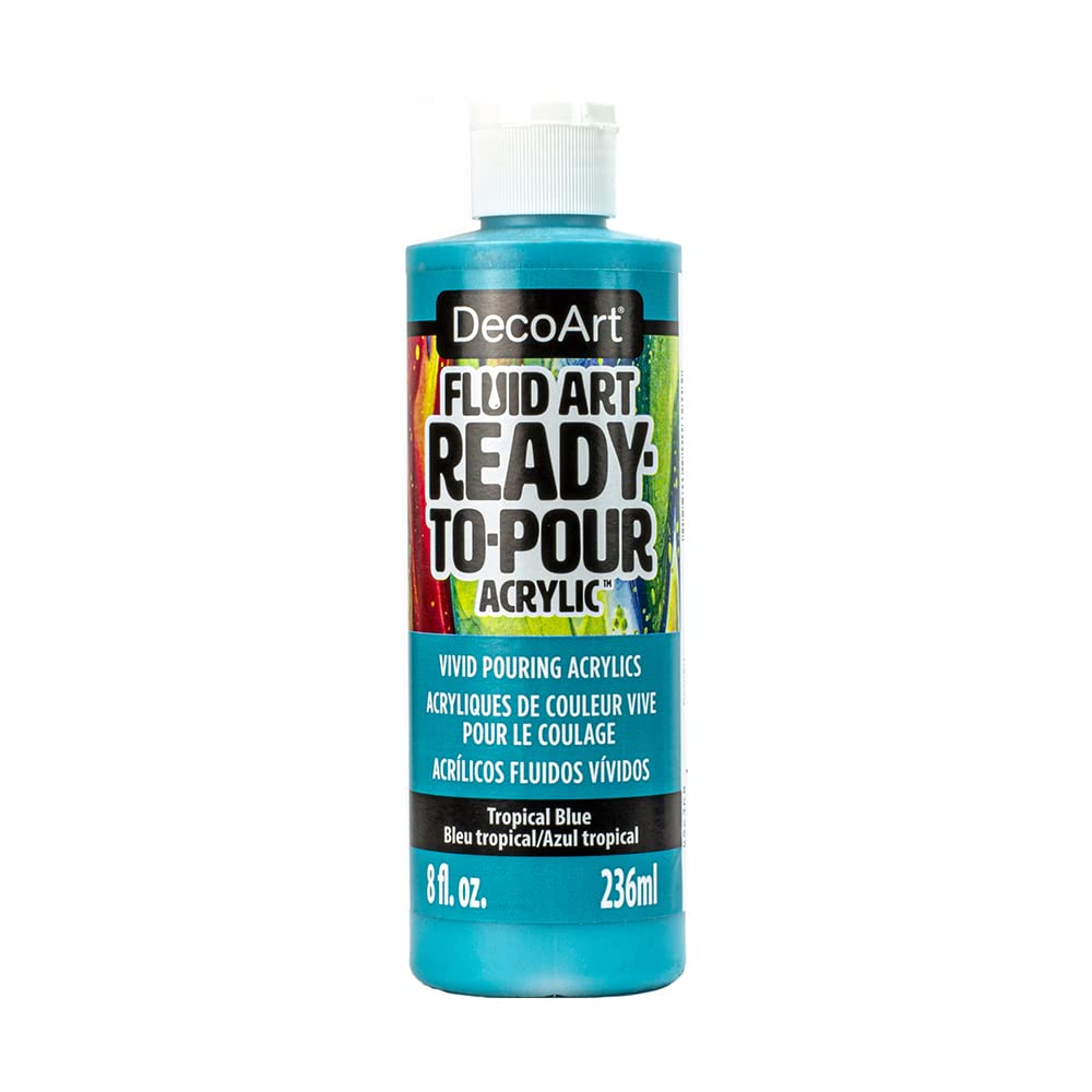 Deco Art DecoArt FluidArt Ready-To-Pour Acrylic Paint 8oz-Tropical Blue