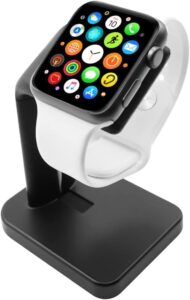 macally apple watch charger stand for series ultra, 9, 8, 7, 6, 5, 4, 3, 2, 1, se (44mm, 42mm, 40mm, 38mm) - sleek iwatch apple watch stand dock - the perfect apple watch charging station - black