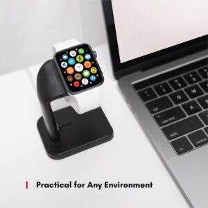 Macally Apple Watch Charger Stand for Series Ultra, 9, 8, 7, 6, 5, 4, 3, 2, 1, SE (44mm, 42mm, 40mm, 38mm) - Sleek iWatch Apple Watch Stand Dock - The Perfect Apple Watch Charging Station - Black