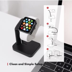 Macally Apple Watch Charger Stand for Series Ultra, 9, 8, 7, 6, 5, 4, 3, 2, 1, SE (44mm, 42mm, 40mm, 38mm) - Sleek iWatch Apple Watch Stand Dock - The Perfect Apple Watch Charging Station - Black