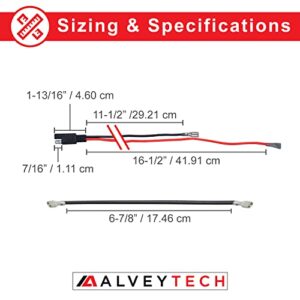 AlveyTech 24 Volt Battery Wiring Harness Kit - Insulated Battery Terminal Wire Harness with 2-Prong Connector, Replacement Batteries Parts for Schwinn, GT, IZIP, eZip & Mongoose Electric Scooters