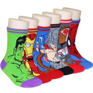 Super Hero Adventures Boys Toddler 6 pack Crew Socks (5-7 yrs, Avengers Multi)