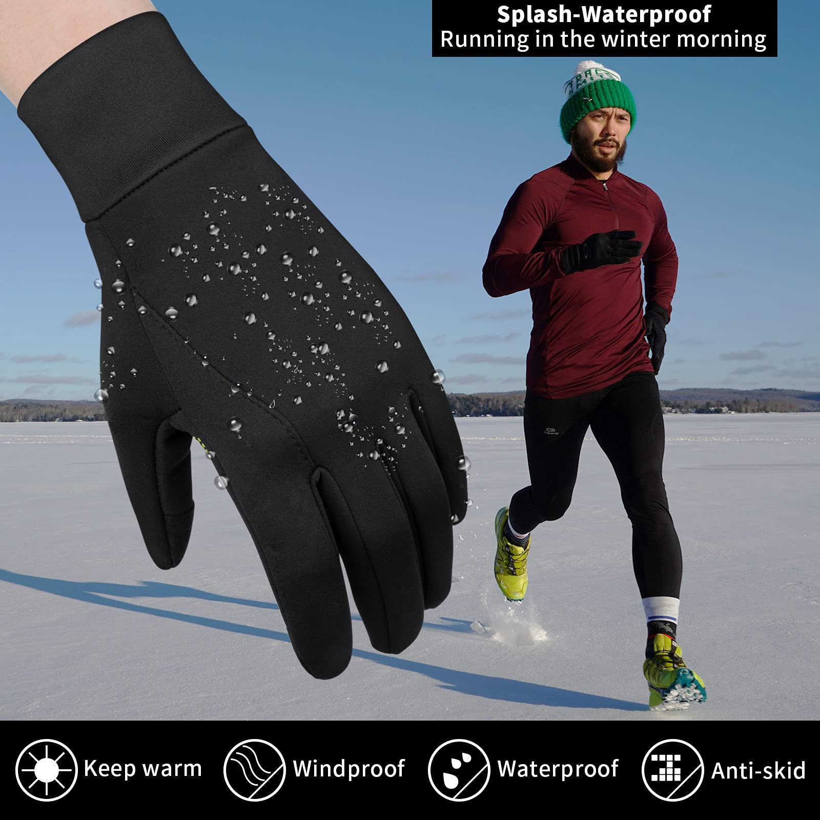 BESSTEVEN Winter Gloves Men Women: Thermal Touch Screen Gloves Cold Weather Warm Sports Gloves for Running Cycling