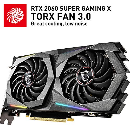 MSI Gaming GeForce RTX 2060 Super 8GB GDRR6 256-bit HDMI/DP G-SYNC Turing Architecture Overclocked Graphics Card (RTX 2060 Super Gaming X)