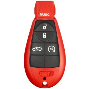 1 new red 5 buttons keyless entry remote start car key fob fobik shell / case m3n5wy783x iyzc01c for challenger charger durango chrysler 300 and grand cherokee - (no electronics or chip inside)