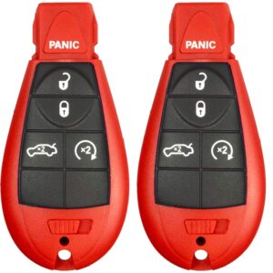 2 new red 5 buttons keyless entry remote start car key fob fobik shell / case m3n5wy783x iyzc01c for challenger charger durango chrysler 300 and grand cherokee - (no electronics or chip inside)