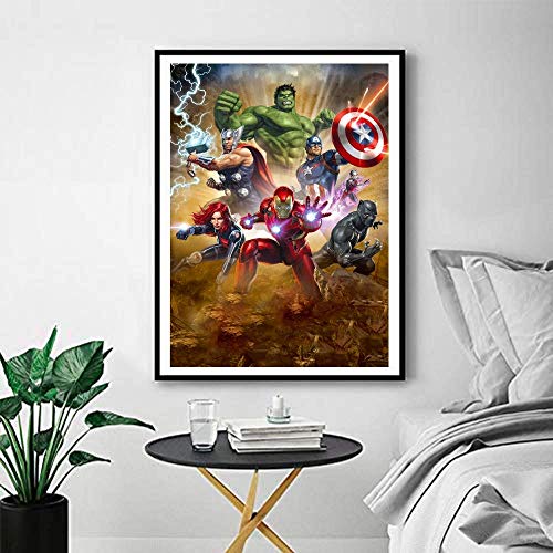 LVIITIS DIY Large Super Hero 5D Diamond Painting Kits for Adults Full Drill,Diamond Arts Craft for Home Wall Decor,Diamond Art Kits Hulk and Captain America and Iron Man 14 x 18 inch(The Avengers)