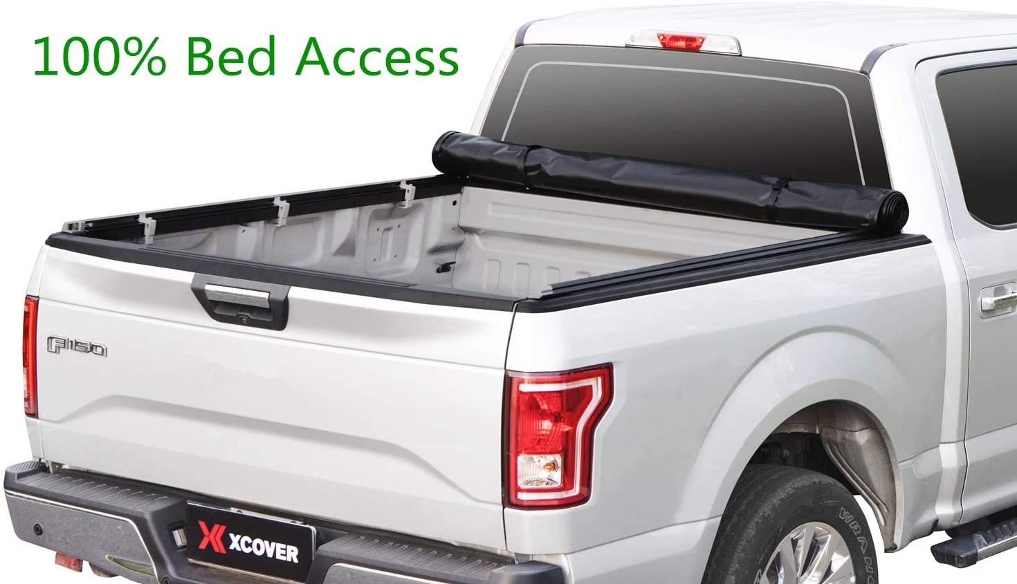 Xcover Soft Locking Roll Up Truck Bed Tonneau Cover, Compatible with 2004-2014 Ford F150, 2006-2014 Lincoln Mark LT Pickup 5.5 Ft Bed