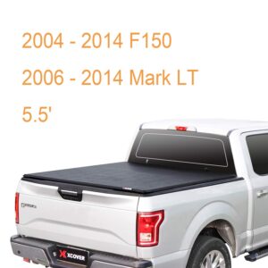 Xcover Soft Locking Roll Up Truck Bed Tonneau Cover, Compatible with 2004-2014 Ford F150, 2006-2014 Lincoln Mark LT Pickup 5.5 Ft Bed