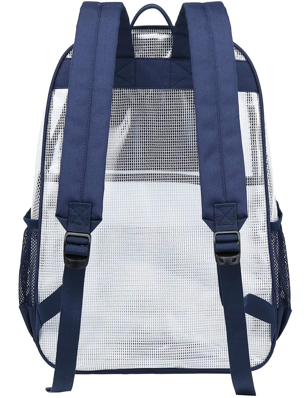 mygreen Heavy Duty Clear Bookbag Durable Plastic Transparent Clear Backpack for School Work Boy Men (Dark Blue, Large)