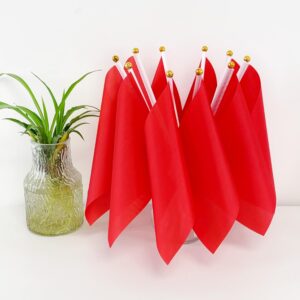 Consummate 25 Pack Solid Red Flag Small Mini Plain Red DIY Flags On Stick,Party Decorations for Parades,Grand Opening,Kids Birthday,Party Events Celebration, 8.2 x 5.5 inchs,11.8 inchs