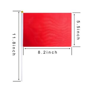 Consummate 25 Pack Solid Red Flag Small Mini Plain Red DIY Flags On Stick,Party Decorations for Parades,Grand Opening,Kids Birthday,Party Events Celebration, 8.2 x 5.5 inchs,11.8 inchs