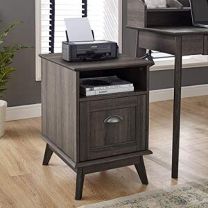 newport series tall wooden home office file cabinet with fully extended drawer | side end table | sturdy and stylish | easy assembly | smoke oak wood look accent living room furniture