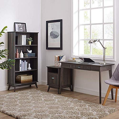 Newport Series Tall Wooden Home Office File Cabinet with Fully Extended Drawer | Side End Table | Sturdy and Stylish | Easy Assembly | Smoke Oak Wood Look Accent Living Room Furniture