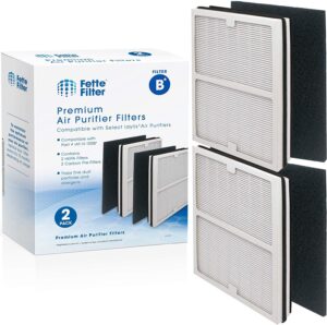 fette filter - 2pk air purifier filter with carbon prefilter compatible with idylis b models: ac-2125, ac-2126, iap-10-125, iapc-40-140, iap-10-150, iap-10-050, compare to part # iaf-h-100b pack of 2