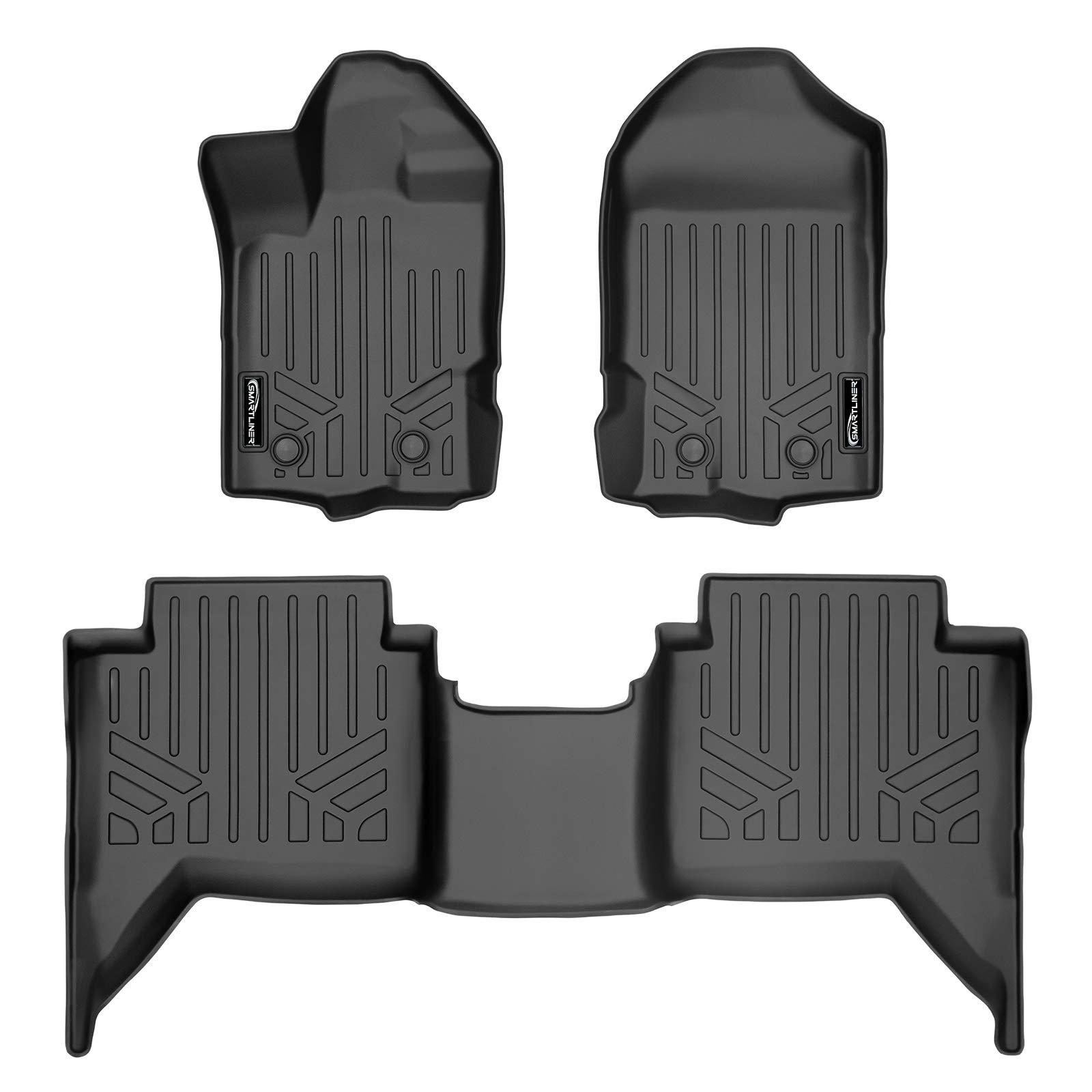 MAXLINER Custom Fit Floor Mats 2 Row Liner Set Black Compatible with 2019-2021 Ford Ranger SuperCrew Cab