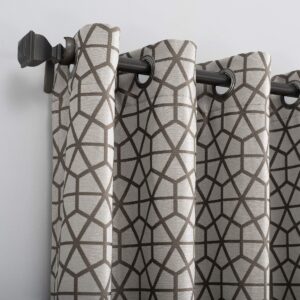 Sun Zero Verve Twill Mosaic Thermal Extreme Total Blackout Grommet Curtain Panel, 52" x 84", Cocoa Brown/Cream