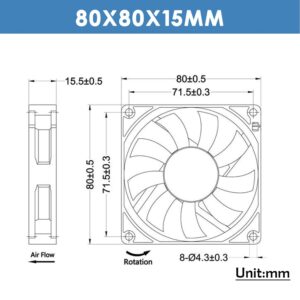 WINSINN DC 80mm Fan 24V 8015 Dual Ball Bearing Brushless Cooling 80mmx15mm 2PIN (Pack of 2Pcs)