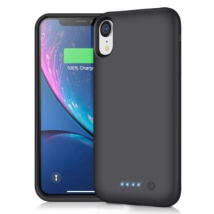 pxwaxpy battery case for iphone xr, 6800mah portable charging case for iphone xr extended rechargeable charger case battery pack compatible with apple xr power bank cover(6.1 inch), black