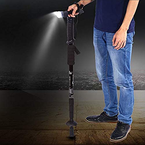 capus Aluminum Trekking Poles T-Handle Anti-Shock Telescopic Walking Cane Hiking Sticks with LED Light (Black)