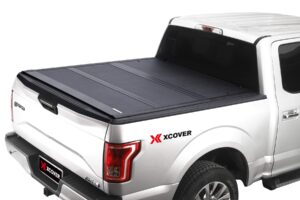 xcover low profile hard folding truck bed tonneau cover, compatible with 2015-2024 f150 pickup 6.5 ft bed