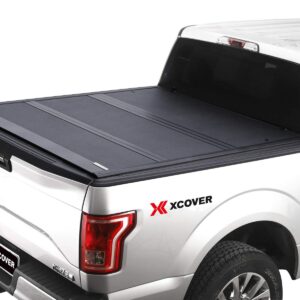 Xcover Low Profile Hard Folding Truck Bed Tonneau Cover, Compatible with 2015-2024 F150 Pickup 6.5 Ft Bed