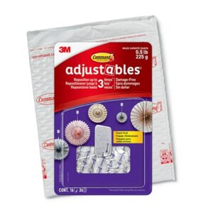 command adjustables repositionable 0.5 lb clips, 16 clips, 36 strips