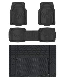 amazon basics 4-piece heavy duty pvc floor mats with cargo liner, waterproof trim to fit car mats, black