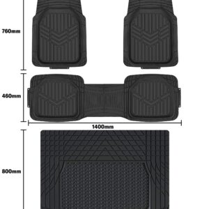 Amazon Basics 4-Piece Heavy Duty PVC Floor Mats with Cargo Liner, Waterproof Trim To Fit Car Mats, Black