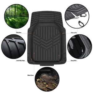 Amazon Basics 4-Piece Heavy Duty PVC Floor Mats with Cargo Liner, Waterproof Trim To Fit Car Mats, Black