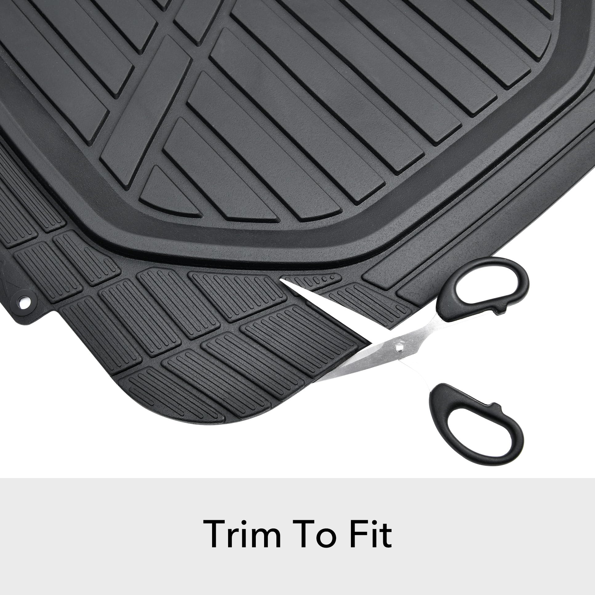 Amazon Basics 4-Piece Heavy Duty PVC Floor Mats with Cargo Liner, Waterproof Trim To Fit Car Mats, Black