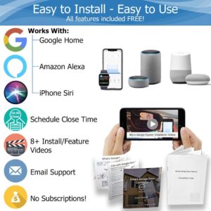 eKyro Smart Garage Door Opener - Universal WiFi Remote Controller Compatible with Alexa, Google Home, iPhone, Siri, Android, Door Left Open Alert, Door Security Systems, Updated Model