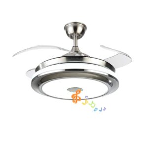fandian 36'' modern ceiling fans with light smart bluetooth music player chandelier 3 colors 3 speeds invisible blades with remote control, silent motor with led kits included (36inch-1)