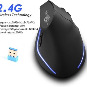 Zeerkeer Vertical Gaming Mouse Vertical Ergonomic Mouse with Adjustable DPI for Gamer/PC/Laptop/Desktop (Wireless)