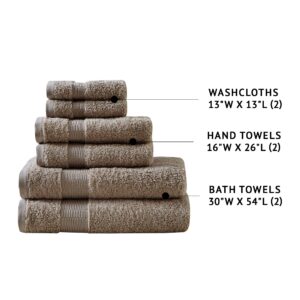 Madison Park Signature Luce 100% Egyptian Cotton Luxurious Bath Towel Set, Silky Soft, Highly Absorbent, Premium Spa Quality, Multi-Sizes, Dark Taupe 6 Piece