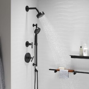 KOHLER 22170-Bl Purist 2.5 Gpm Multifunction Showerhead With Katalyst Air-Induction Technology, Matte Black