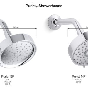 KOHLER 22170-Bl Purist 2.5 Gpm Multifunction Showerhead With Katalyst Air-Induction Technology, Matte Black