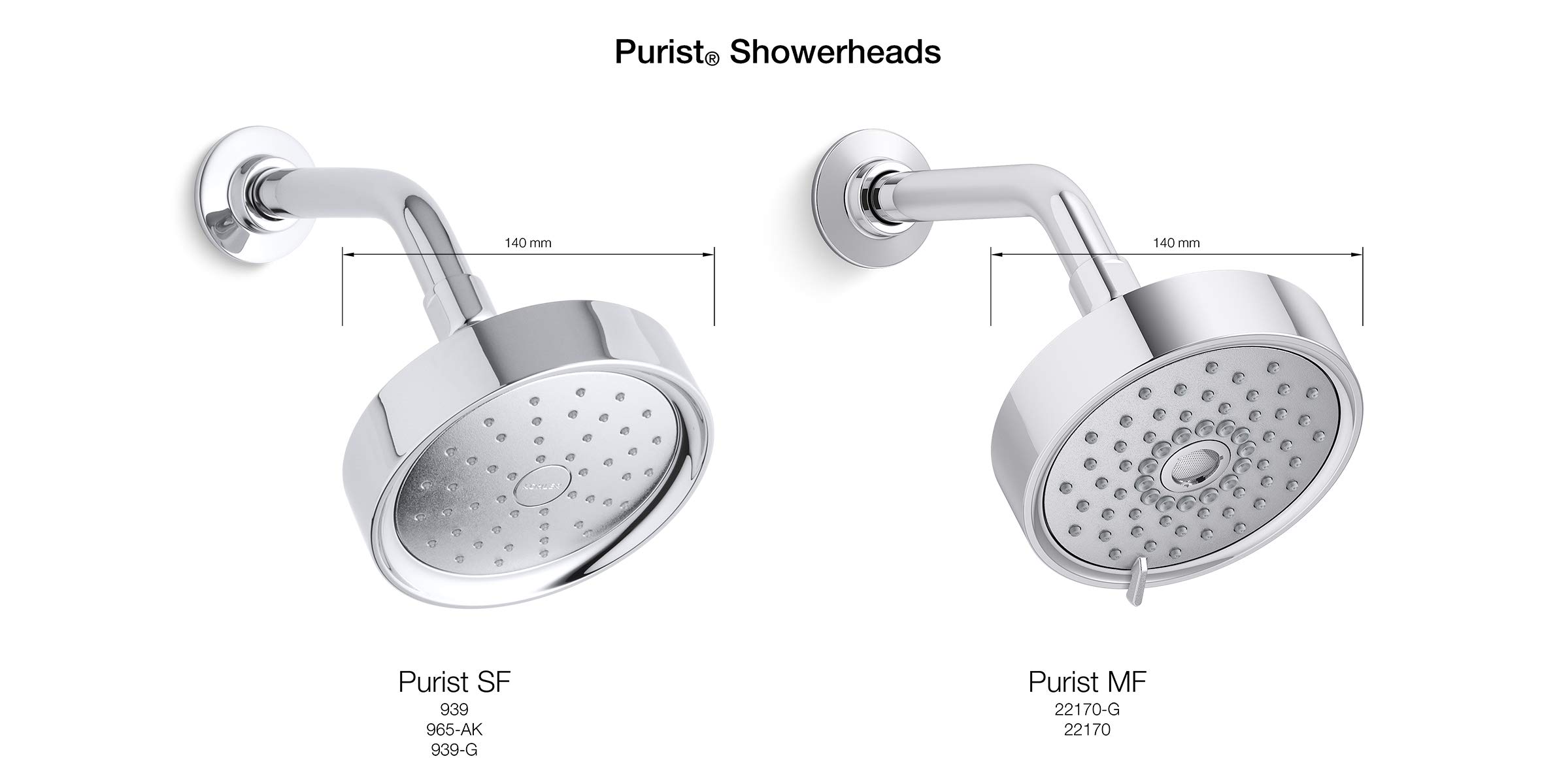 KOHLER 22170-Bl Purist 2.5 Gpm Multifunction Showerhead With Katalyst Air-Induction Technology, Matte Black