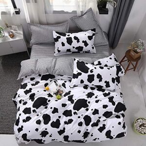 chesterch prevoster teen bedding boys girls cow print - twin,kids duvet cover sets white 3 pieces (1 duvet cover and 2 pillowcases) - soft,no comforter