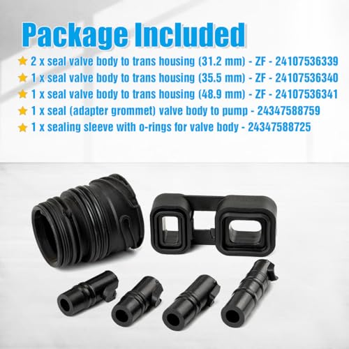 FANHAY 6PCS ZF6HP19Z 6HP19 6HP21 Valve Body to Case Sleeve Connector Seal Kit for BMW Replace 24107536339 24107536340 24107536341 24347588724 24347588725 24347588759