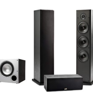 Polk Audio T Series 3.1 Channel Complete Home Theater System with Powered Subwoofer | One (1) T30 Center Channel, Two (2) T50 Tower Speakers | Wi-Fi, Alexa, HEOS Built-in