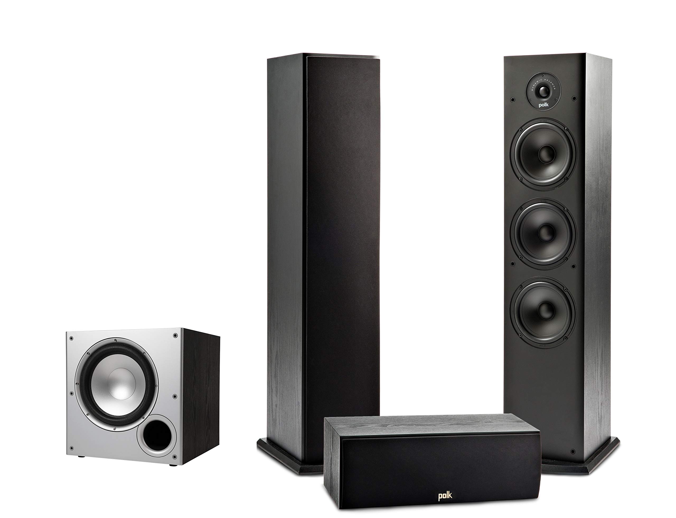 Polk Audio T Series 3.1 Channel Complete Home Theater System with Powered Subwoofer | One (1) T30 Center Channel, Two (2) T50 Tower Speakers | Wi-Fi, Alexa, HEOS Built-in