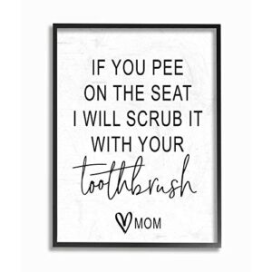 stupell industries pee on seat funny word bathroom black and white design prints, multi-color