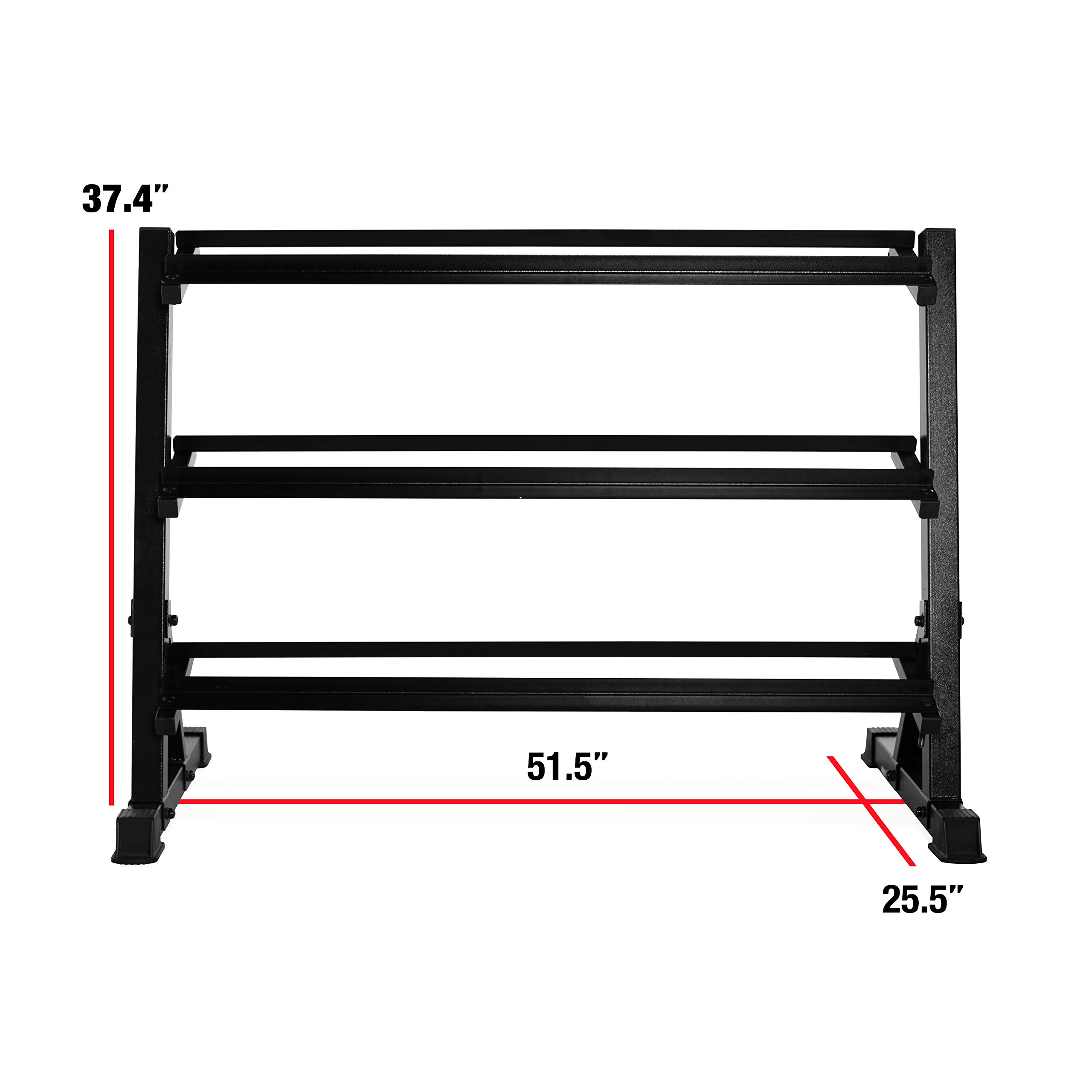 CAP Barbell Rubber Coated Dumbbell Set with Storage Rack (5-50 Lb Set with Three Tier Rack, Hex)