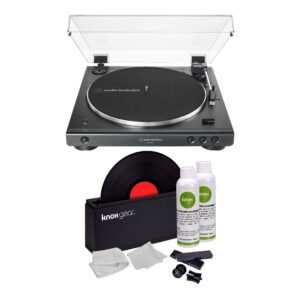 audio-technica at-lp60x bluetooth fully automatic belt-drive turntable (black) with vinyl record cleaning kit